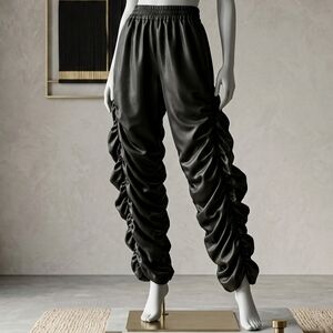 Chic Black Ruched Joggers